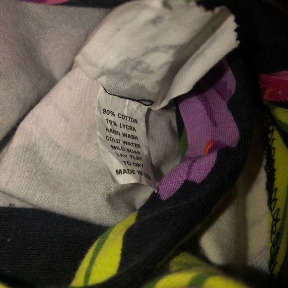 Vintage 1980 Betsey Johnson Punk Head Label Black Floral Bodycon stretch Dress S - Picture 3 of 4